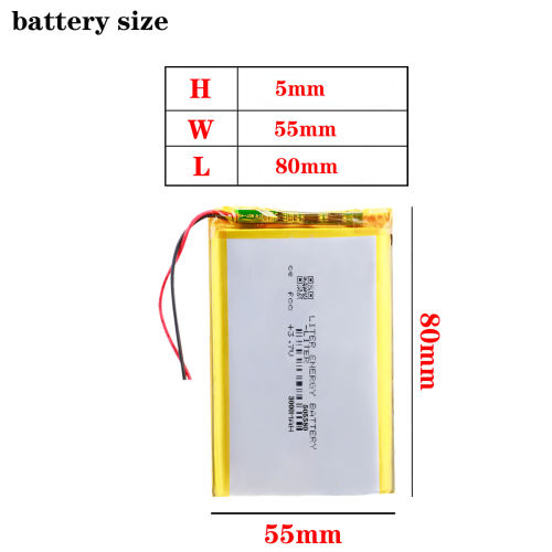 3.7V 3000mah polymer lithium battery 505080 for video communication transmitter module camera