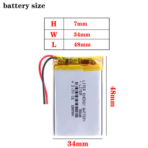 Liter energy battery 3.7V 1200MAH 703448 Lithium Polymer LiPo Rechargeable Battery For Mp3 headphone PAD DVD bluetooth camera