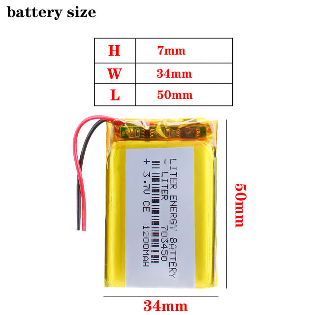 703450 3.7V 1300MAH BIHUADE Polymer lithium ion / Li-ion battery for TOY,POWER BANK,GPS,mp3,mp4 Bluetooth Speaker
