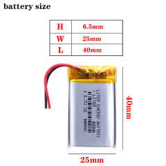 3.7V 652540 800mAh BIHUADE Polymer Lithium ion / Li-ion Battery For GPS Mp3 Mp4 Radio-controlled Electrical Device DVR CAM