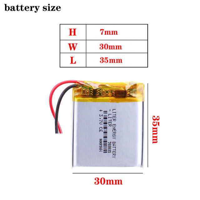 3.7V 703035 800mAh BIHUADE Polymer Lithium ion / Li-ion Battery For GPS Mp3 Mp4 Radio-controlled Electrical Device DVR CAM