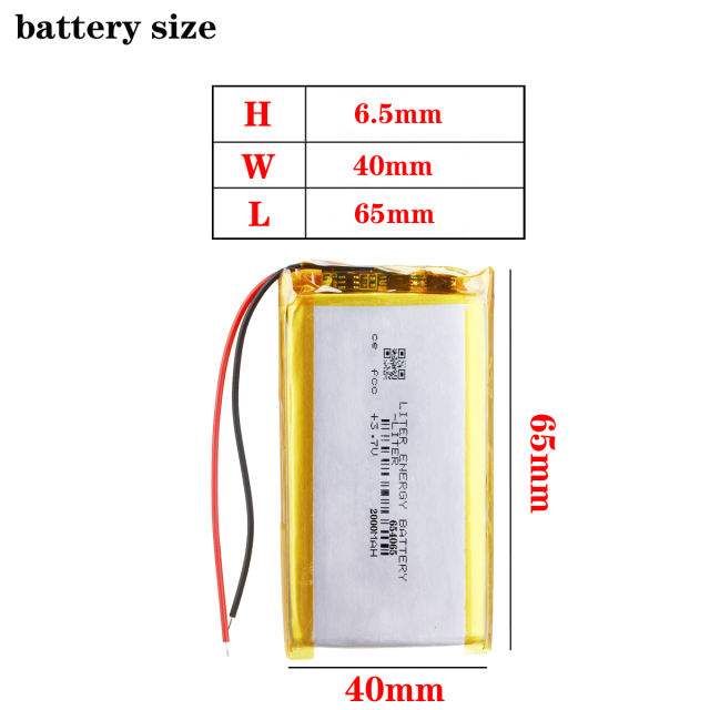 654065 3.7V 2000mAh Liter energy battery Rechargeable Lithium Polymer Battery For Mobile Power Bank DIY Tablet