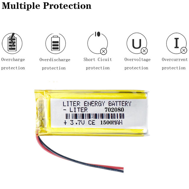 702080 3.7V 1500mAh Liter energy battery rechargeable lithium battery LED desk lamp DC small fan