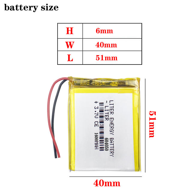 604050 3.7V 1600mAh BIHUADE polymer lithium battery navigation GPS small toys Rechargeable Li-ion Cell For DVD  MP4 MP5 Camera