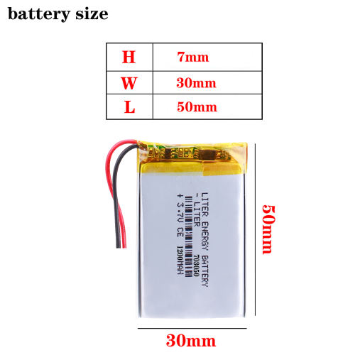 3.7V 703050 1200mah Liter energy battery Lithium Ion Polymer Battery For LED Flashlight Remote Controller