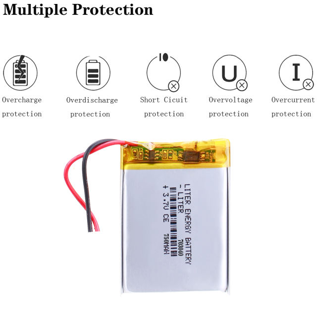 3.7V 703040 750MA BIHUADE Li-Po Battery With PCB For DVD MP3 MP4 MP5 GPS Power Bank Bluetooth GPS Navigator Toy