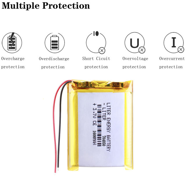 704050 3.7V 1600mAh BIHUADE polymer lithium battery navigation GPS small toys Rechargeable Li-ion Cell For DVD  MP4 MP5 Camera