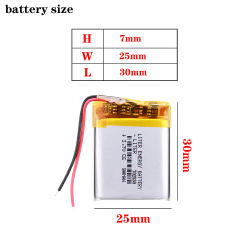 BIHUADE 3.7V 702530 500MAH polymer lithium battery Rechargeable Battery For MP3 MP4 GPS PDA