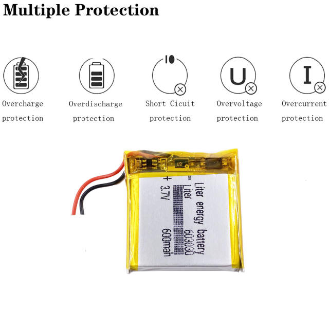 600mAh 603030 3.7V BIHUADE rechargeable battery polymer lithium battery for MP3 MP4 GPS DVD recorder e-book camera power bank