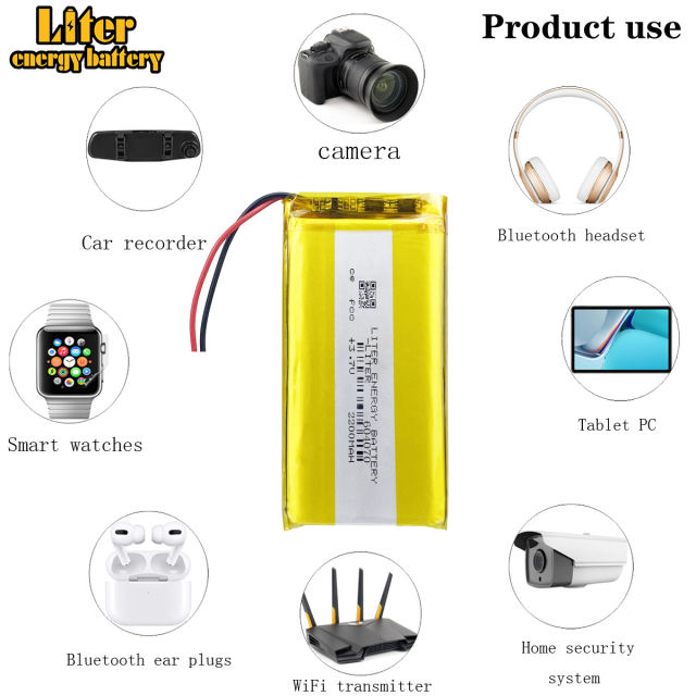 3.7V 2200mAh 604070  Liter energy battery polymer lithium battery Tablet PC universal mobile phone battery clip