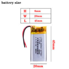 3.7V 802045 800mAh BIHUADE Polymer Lithium ion / Li-ion Battery For GPS Mp3 Mp4 Radio-controlled Electrical Device DVR CAM