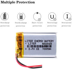 3.7V 700mAh 802040 BIHUADE for Phone Dvr GPS Mp3 Mp4 Mp5 Bluetooth Speaker E-Book Li-Polymer Polymer Rechargeable Accumulator