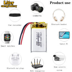 3.7V 400mAh 801735 Liter energy battery Lithium Polymer Rechargeable Battery For GPS  bluetooth headphone headset
