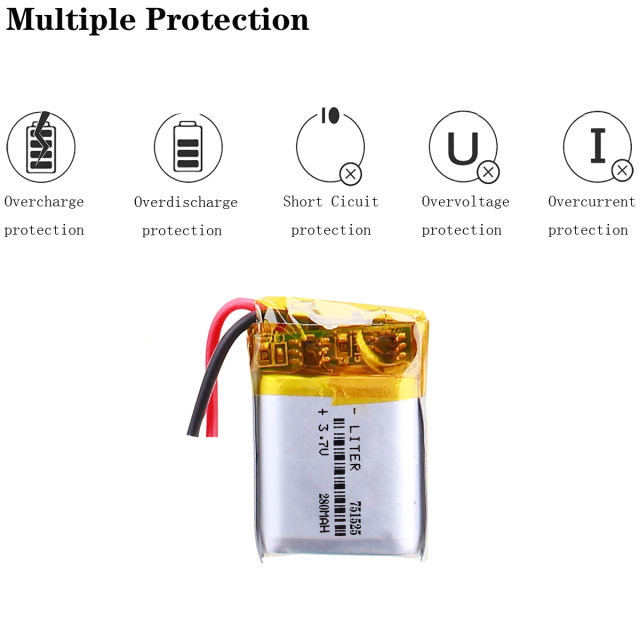 751525 3.7v 280MAH  Liter energy battery lithium polymer battery For MP3 Smart watch toys DVR Sports headphone