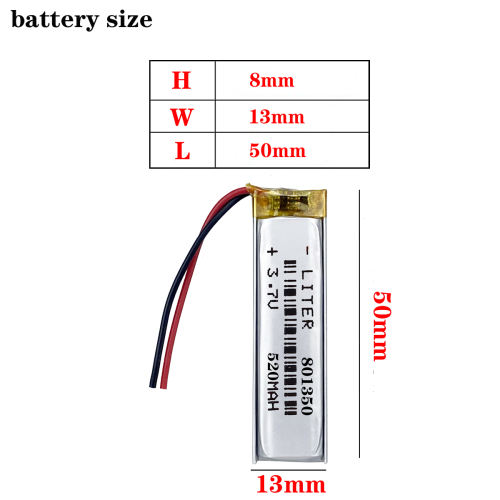 BIHUADE 3.7V 801350 520MAH polymer lithium battery Rechargeable Battery For MP3 MP4 GPS PDA