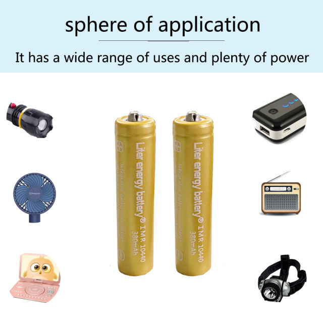 4pcs Liter Energy Battery 3.7v 380mah High Capacity 10440 Li-ion Rechargeable Battery Aaa Battery For Led Flashlights Headlamps