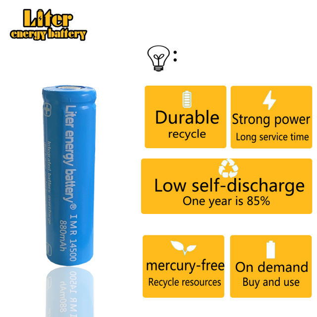 20pcs Liter Energy Battery 3.7v 880mah Icr 14500 Li-ion Rechargeable Battery With Safety Relief Valve