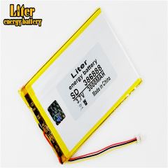 3 thread 386888 3.7V 3000MAH Polymer Li-ion Battery for book Onyx Buks James Cook Boox E-Book Onyx Darwin 4