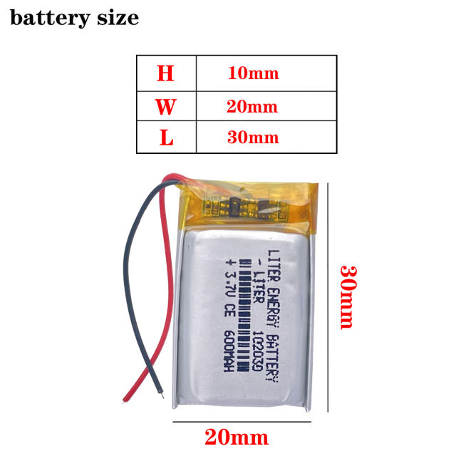 102030 600mah 3.7V Lithium Polymer Battery For Headset Electric Toothbrush Laptop Rechargeable Li-polymer Battery