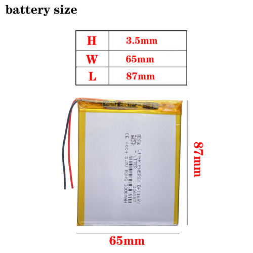 lithium ion rechargable battery 356587 3000mAh For Wexlerbook T7004 Mp3 GPS PSP phone PAD MID DVD Power bank