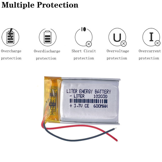 102030 600mah 3.7V Lithium Polymer Battery For Headset Electric Toothbrush Laptop Rechargeable Li-polymer Battery
