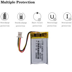 1.0MM 3pin connector 402035 300mah 3.7v DVR car recorder high-temperature li-po polymer rechargeable lithium battery