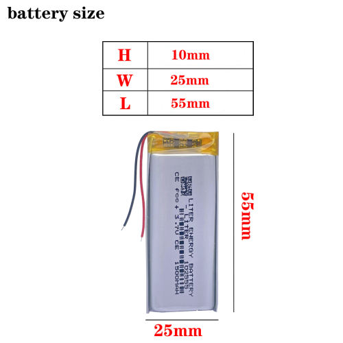 3.7V 1500MAH 102555 Liter energy battery Lithium Polymer Rechargeable Battery For Mp3 headphone PAD DVD bluetooth camera