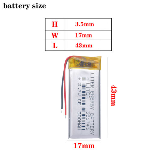 351743 3.7V 300mAh Rechargeable li Polymer Li-ion Battery For pen MP3 MP4 Game Player speaker toys bluetooth headset