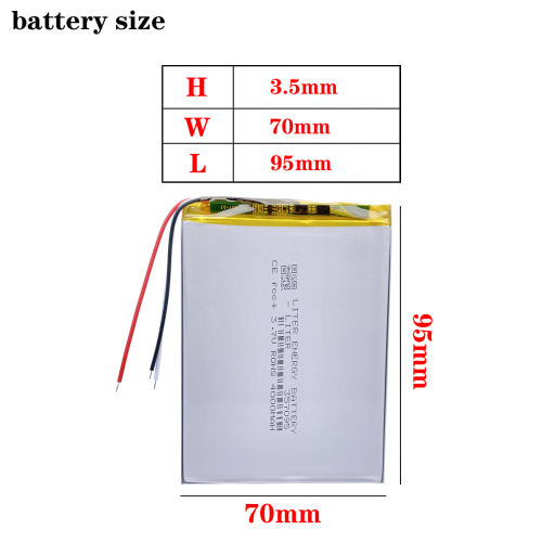 3wires 357095 3.7V 4000mAh tablet battery For child Tablet prestigio multipad color 2 3g pmt3777_3g_d Replace