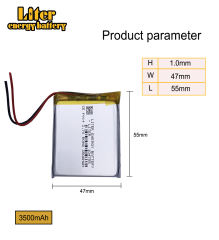 3.7V 3500mAh 104755 Lithium Polymer LiPo Rechargeable battery For GPS PSP Power bank Tablet PC speaker Laptop MID DVD PAD