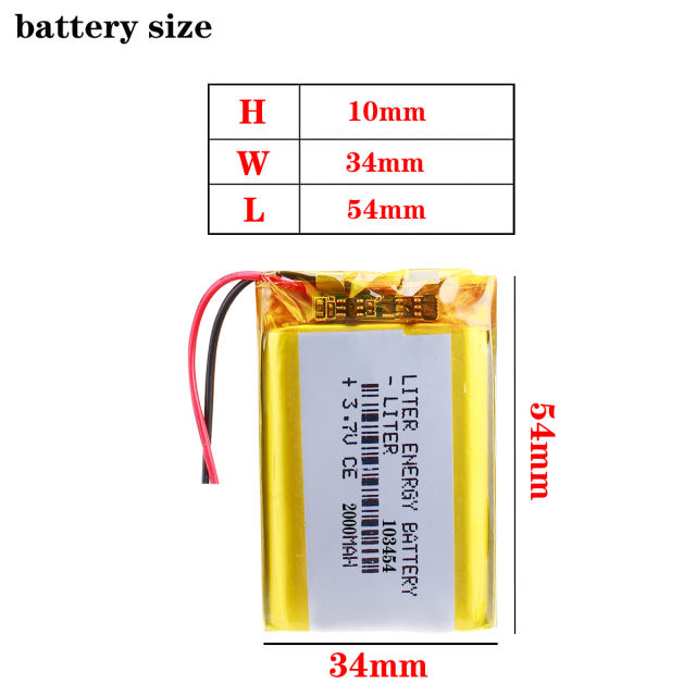 103454 3.7V 2000mAh Liter energy battery Rechargeable Lithium Polymer Battery For Mobile Power Bank DIY Tablet