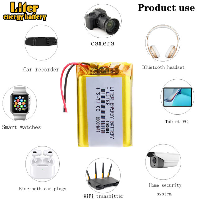 103454 3.7V 2000mAh Liter energy battery Rechargeable Lithium Polymer Battery For Mobile Power Bank DIY Tablet