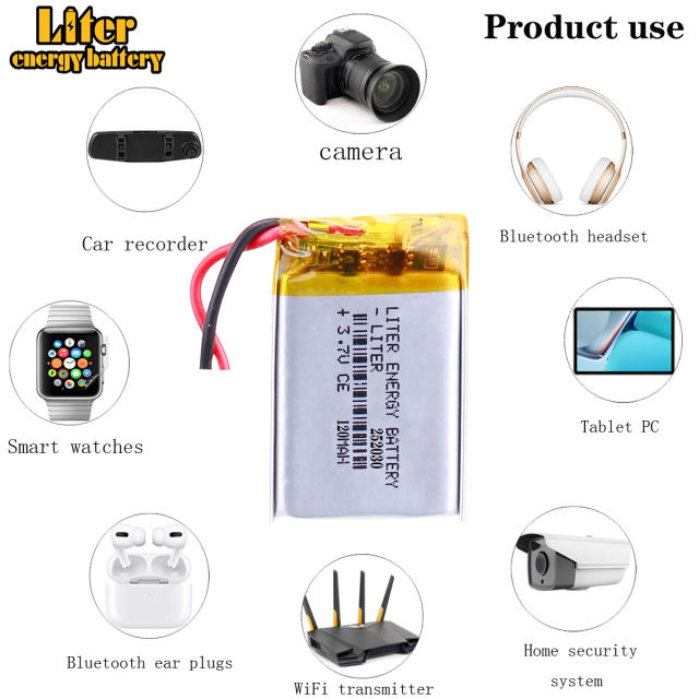 3.7V 120mAh 252030 BIHUADE Lithium Polymer Rechargeable Battery For phone electronic device
