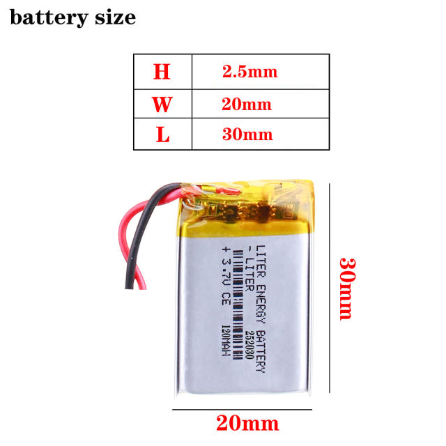 3.7V 120mAh 252030 BIHUADE Lithium Polymer Rechargeable Battery For phone electronic device