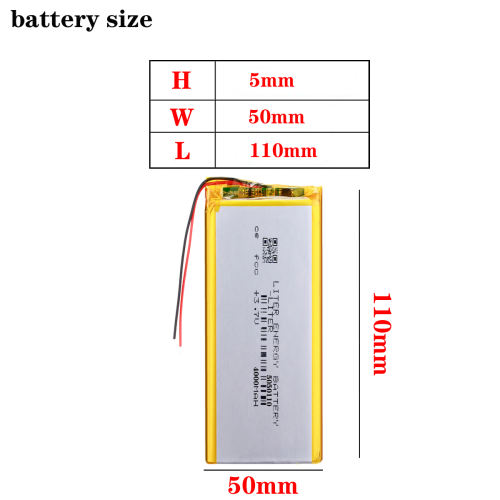 3.7V 4000mah 5050110 Liter energy battery Polymer Lithium Rechargeable Battery For E-book Tablet PC phone video