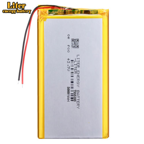 3.7V,5000mAH 7555103 Liter energy battery Polymer lithium ion / Li-ion battery for tablet pc 7 inch 8 inch 9inch
