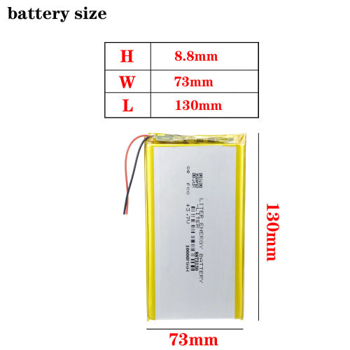 3.7V lithium polymer battery 8873130 10000mAh Rechargeable Li-ion Cell For Tablet DVD  MID PDA  Liter energy battery
