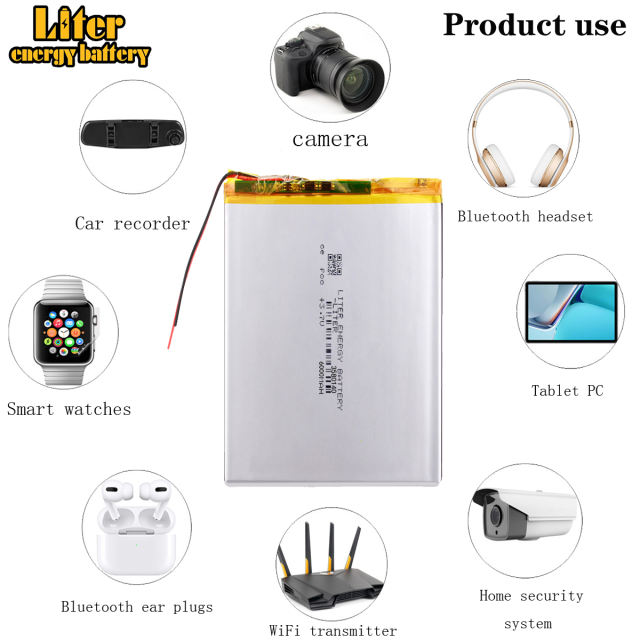 3.7v 6000mah 3580140 Liter energy battery  li-ion para v88,  v971 m9 tablet pc