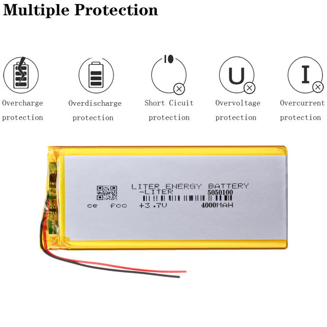 3.7V polymer lithium battery 5050100 4000mAh BIHUADE Rechargeable Li-ion Cell Rechargeable For MP4 MP5 DVD Tablet