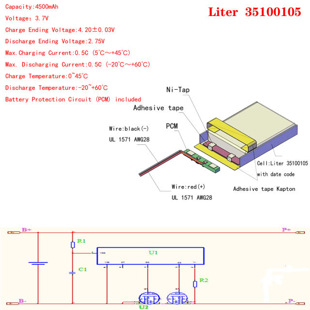 3 line 3.7V,4500mAH 35100105 Liter energy battery (polymer lithium ion battery) Li-ion battery for tablet pc 7 inch 8 inch 9inch