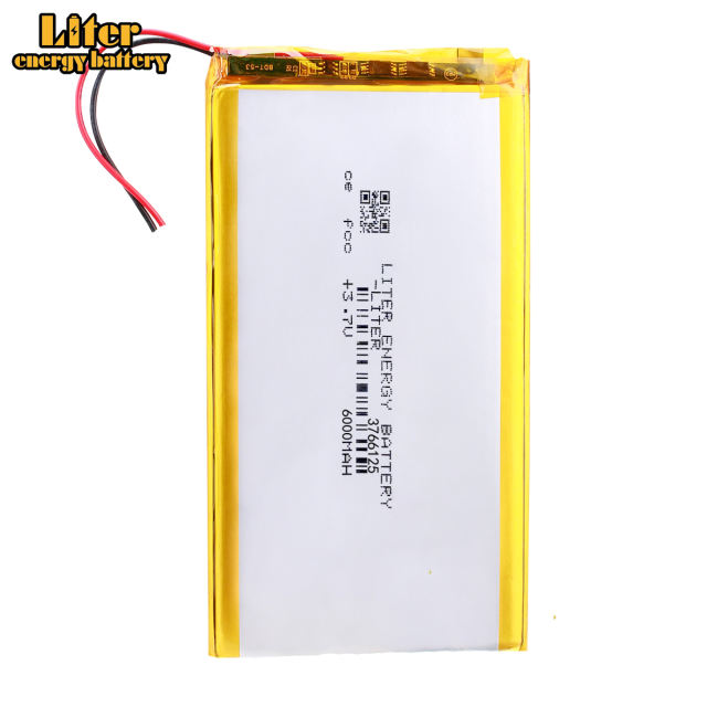 3.7V,6000mAH 3766125 Liter energy battery  (polymer lithium ion battery) Li-ion battery for tablet pc,GPS e-book