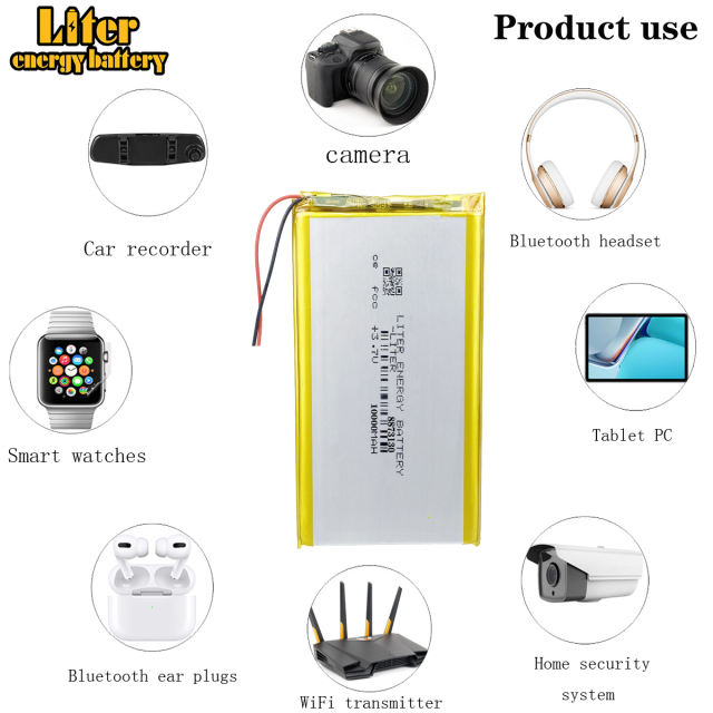 3.7V lithium polymer battery 8873130 10000mAh Rechargeable Li-ion Cell For Tablet DVD  MID PDA  Liter energy battery
