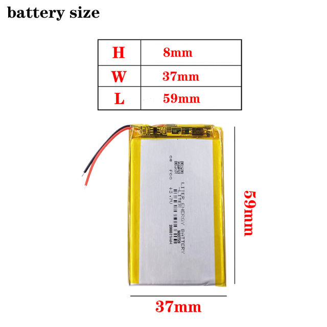 803759 3.7V 2000mAh Liter energy battery Rechargeable Lithium Polymer Battery For Mobile Power Bank DIY Tablet