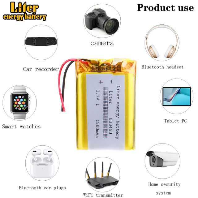3.7V 1500mAh 803450 Liter energy battery Lithium Polymer LiPo Rechargeable Battery With PCB For Mini Fan MP4 MP5 GPS Toy PDA