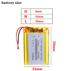 3.7V 1500mAh 803450 Liter energy battery Lithium Polymer LiPo Rechargeable Battery With PCB For Mini Fan MP4 MP5 GPS Toy PDA