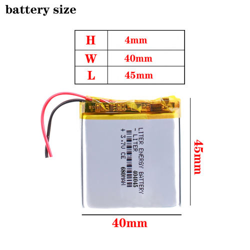 3.7V 404045 680mah Liter energy battery polymer lithium battery  With PCB For MP3 MP4 MP5 GPS Power Bank DVD Camera