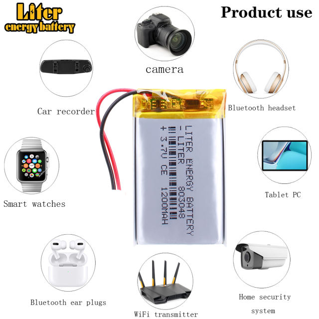 Liter energy battery 803048 3.7V 1200MAH lithium polymer battery 803050 GPS navigator game sound
