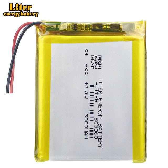3.7V 3000mAh 805060 Polymer Lithium LiPo Rechargeable Battery For GPS PSP DVD E-book Tablet PC Power Bank Speaker Camera PAD