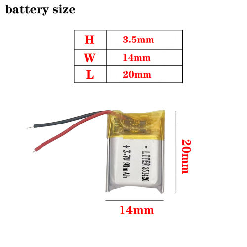 351420 90mah 3.7v Liter energy battery Lithium Battery Mp3 Bluetooth Headset Small Toys Bluetooth Headset Small Toys Battery