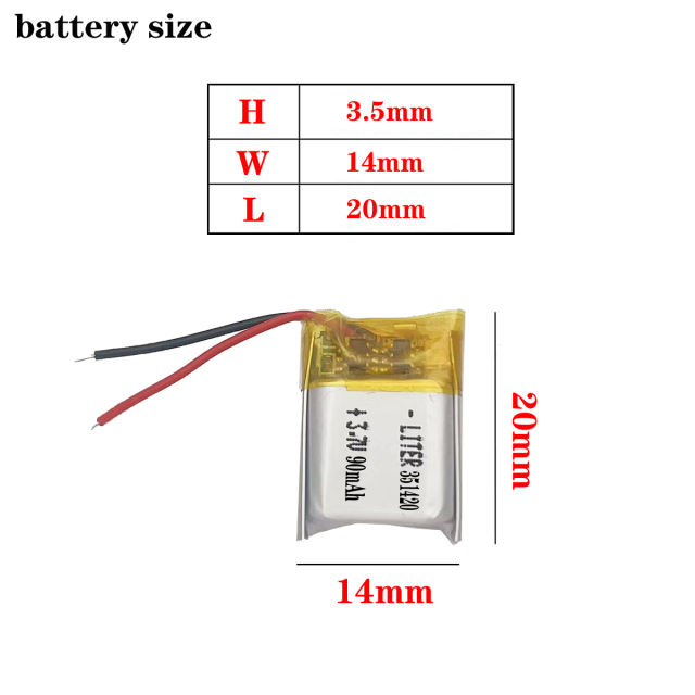 351420 90mah 3.7v Liter energy battery Lithium Battery Mp3 Bluetooth Headset Small Toys Bluetooth Headset Small Toys Battery